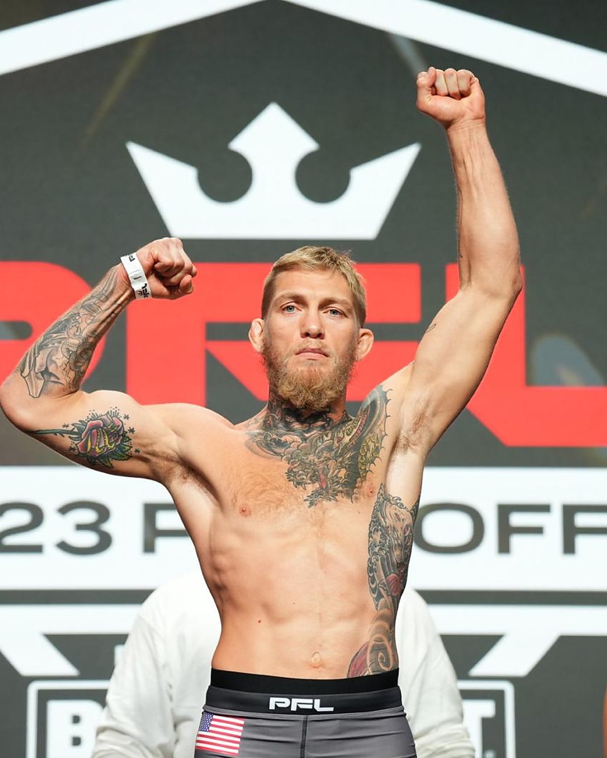 Coach David Zelner at a Professional Fighters League weigh-in
