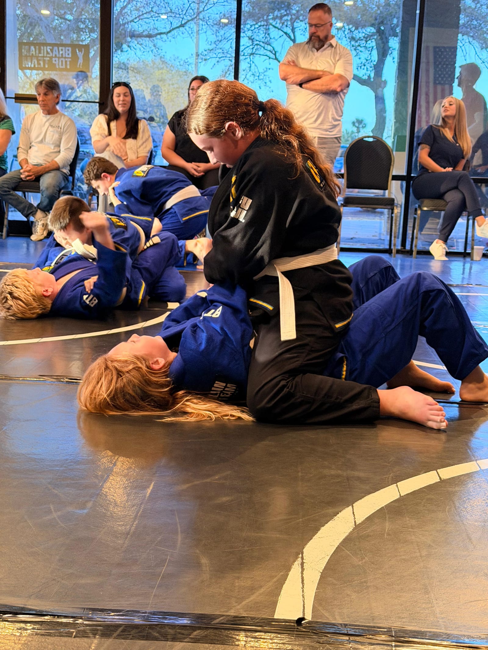 Kids rolling during a class