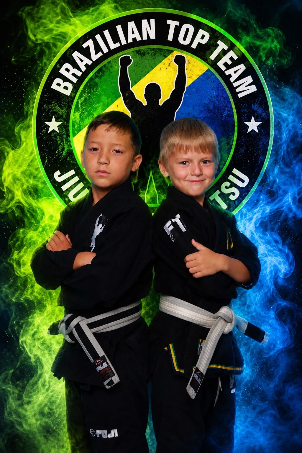 Two young students in their Brazilian Top Team gis
